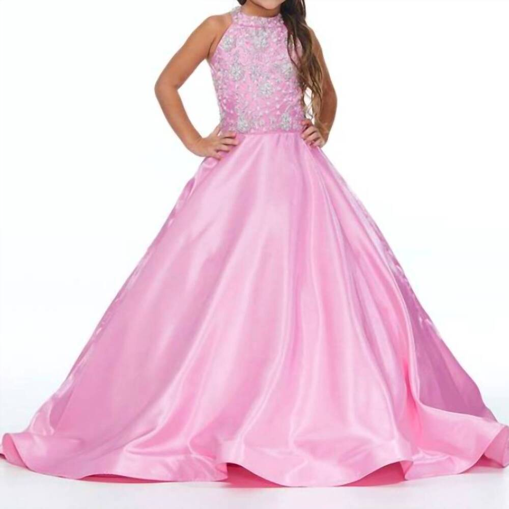 NEW ASHLEYLAUREN girl's halter gown in pink